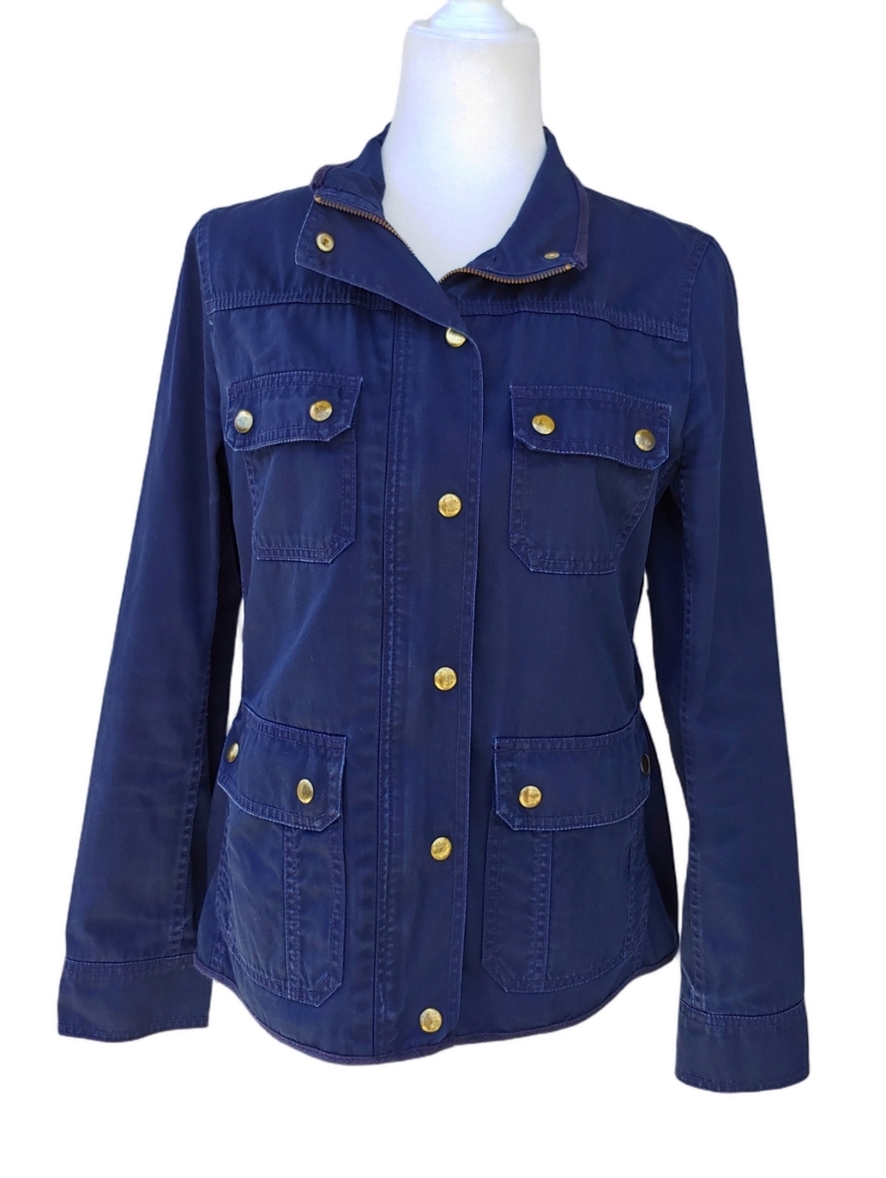 J. Crew Relaxed Field Boyfriend Jacket with Gold Hardware Navy Women's Small - Picture 14 of 16